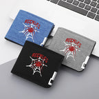 Carteira curta masculina de material de lona impressa de aranha, carteira multifuncional com zíper e porta-cartão de crédito, 1 peça