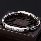 Nova cor de prata corda de cânhamo quilha masculina 4mm pulseira maré de prata moda all-match casual retro artesanal estilo chinês jóias