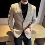 Outono inverno grosso lã xadrez terno jaqueta 2025 novo masculino fino ajuste casual moda formal negócios socia festa jaqueta casacos