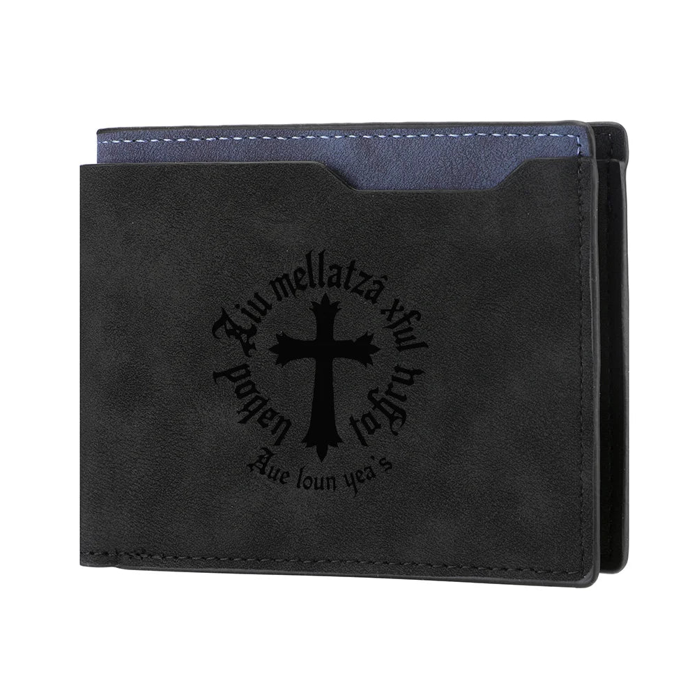 Carteira curta retrô elegante para homens com design de couro PU personalizado porta-dinheiro compacto