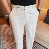 Calça monocromática de cintura alta, terno de negócio, slim fit, casamento formal, vestido social, design de cinto, moda verão, 38-28