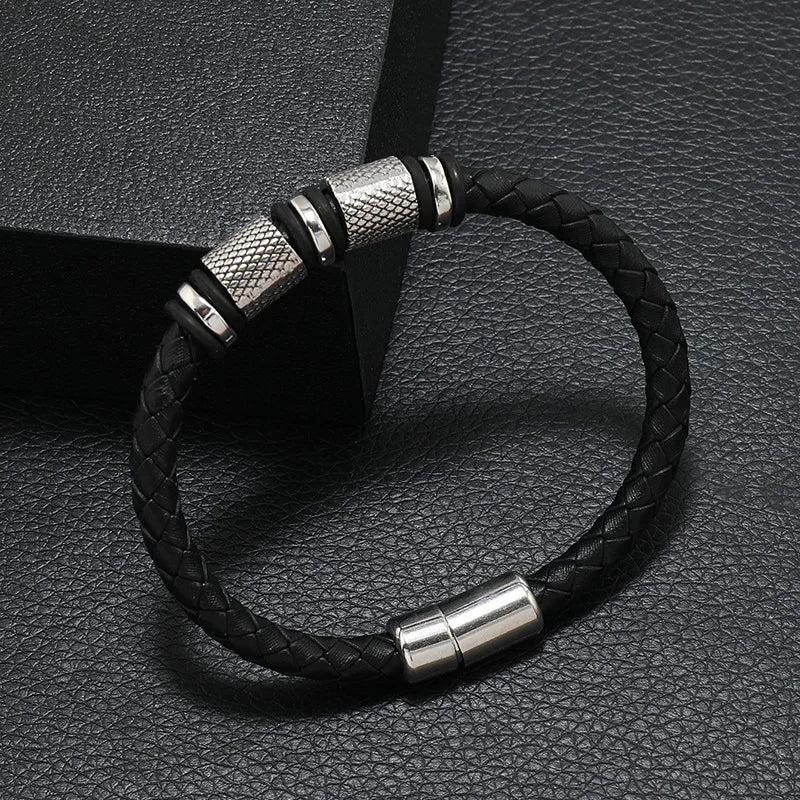 Novo em homens pulseira de couro genuíno romance atrract magentic braclet homme punk jóias acessórios pulseira cabo brazalete presente