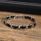 Vnox masculino pulseiras de corrente preta para mulheres, elegante 7.5mm aço inoxidável cubana link corrente pulseira presente jóias