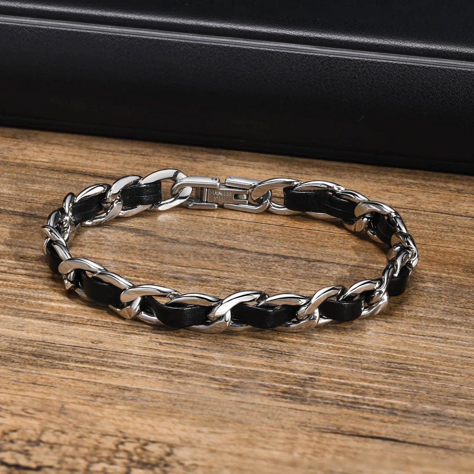 Vnox masculino pulseiras de corrente preta para mulheres, elegante 7.5mm aço inoxidável cubana link corrente pulseira presente jóias