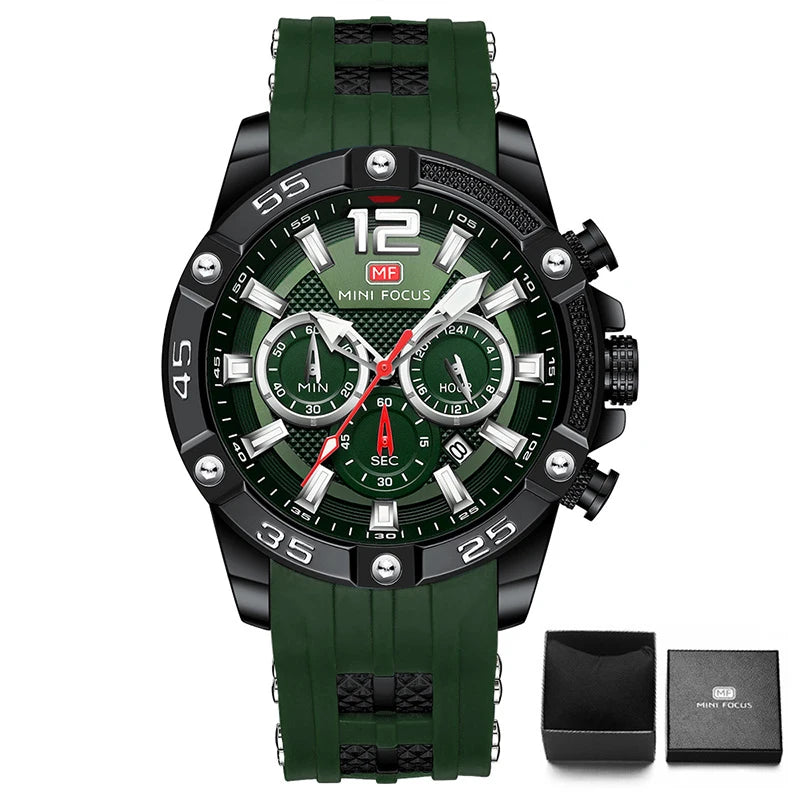 Mini foco laranja relógio para homem militar esporte cronógrafo relógio de pulso de quartzo com pulseira de silicone à prova dwaterproof água luminosa mãos 0349