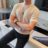 Outono novo xadrez tripulação pescoço casual manga curta camiseta de alta qualidade camisola de malha topos streetwear social casual camiseta