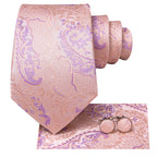 Conjunto clássico de gravata de seda masculino, gravata, floral, rosa, roxo, azul, elegante, lenço, abotoaduras, moda luxuosa, 3 peças