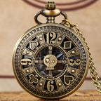 Relógio de Bolso Quartzo Fob, Bronze, Cartões Retro Poker, Design da Caveira, Visor Fantasma, Steampunk, Relógio Vintage, 80cm, 38cm Corrente