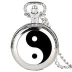 Preto e branco tai chi botão de pressão relógio de bolso de quartzo yin yang jóias steampunk tamanho médio colar corrente collectibles presentes