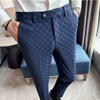 Novos homens casuais xadrez terno calças moda masculina fino ajuste negócios social vestido calças formal casamento festa social calças masculinas