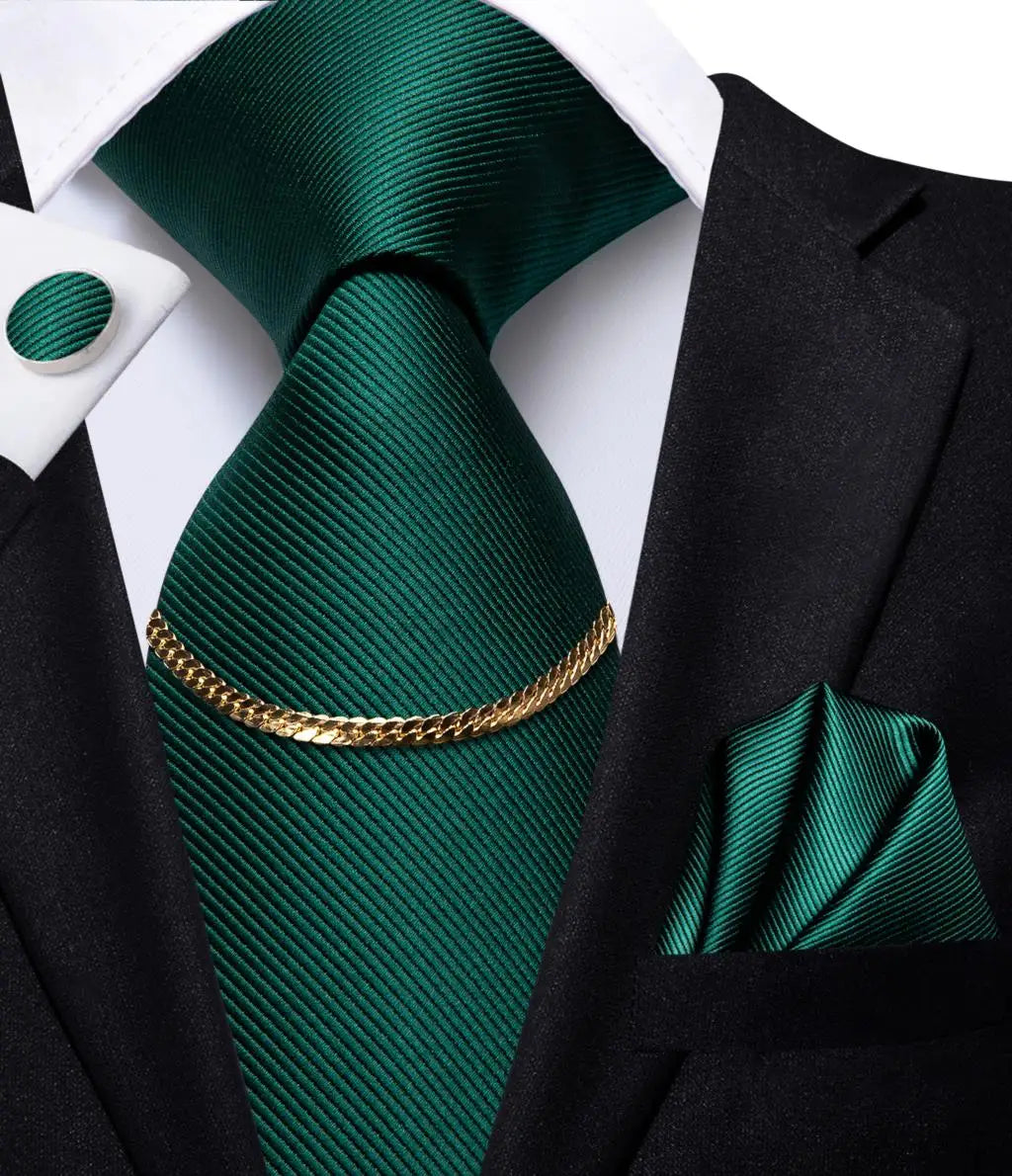 Hi-Tie-Gravatas de seda xadrez de luxo masculinas, conjunto de abotoaduras, design preto, presente de casamento, corrente de gravata moda