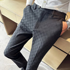 Novos homens casuais xadrez terno calças moda masculina fino ajuste negócios social vestido calças formal casamento festa social calças masculinas