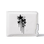 Carteira curta masculina de couro PU casual criativa com estampa de estrela preta adequada para carteira de negócios