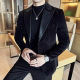 Embreagem de couro chenille terno jaquetas 2025 outono inverno novos homens negócios casual fino ajuste casacos formal festa casamento tailcoat