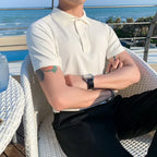 Camisa polo de manga curta Slim Fit masculina Polos de cor sólida, roupas formais de negócios casuais, novas marcas de moda, verão, 2022
