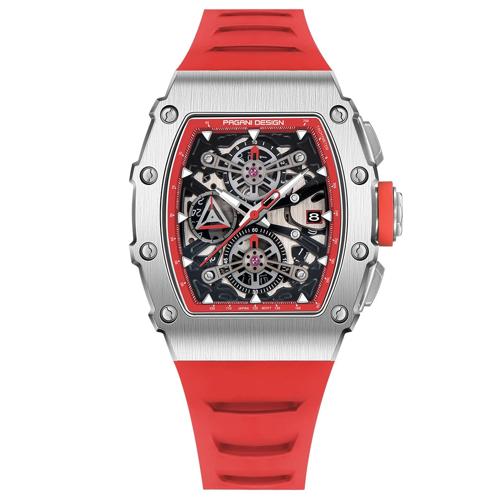 2023 pagani design novo 40mm em forma de balde oco lazer moda masculina relógio de quartzo vidro safira relógio de quartzo