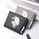 Carteira masculina de couro PU personalizada com estampa de águia carteira curta com vários slots