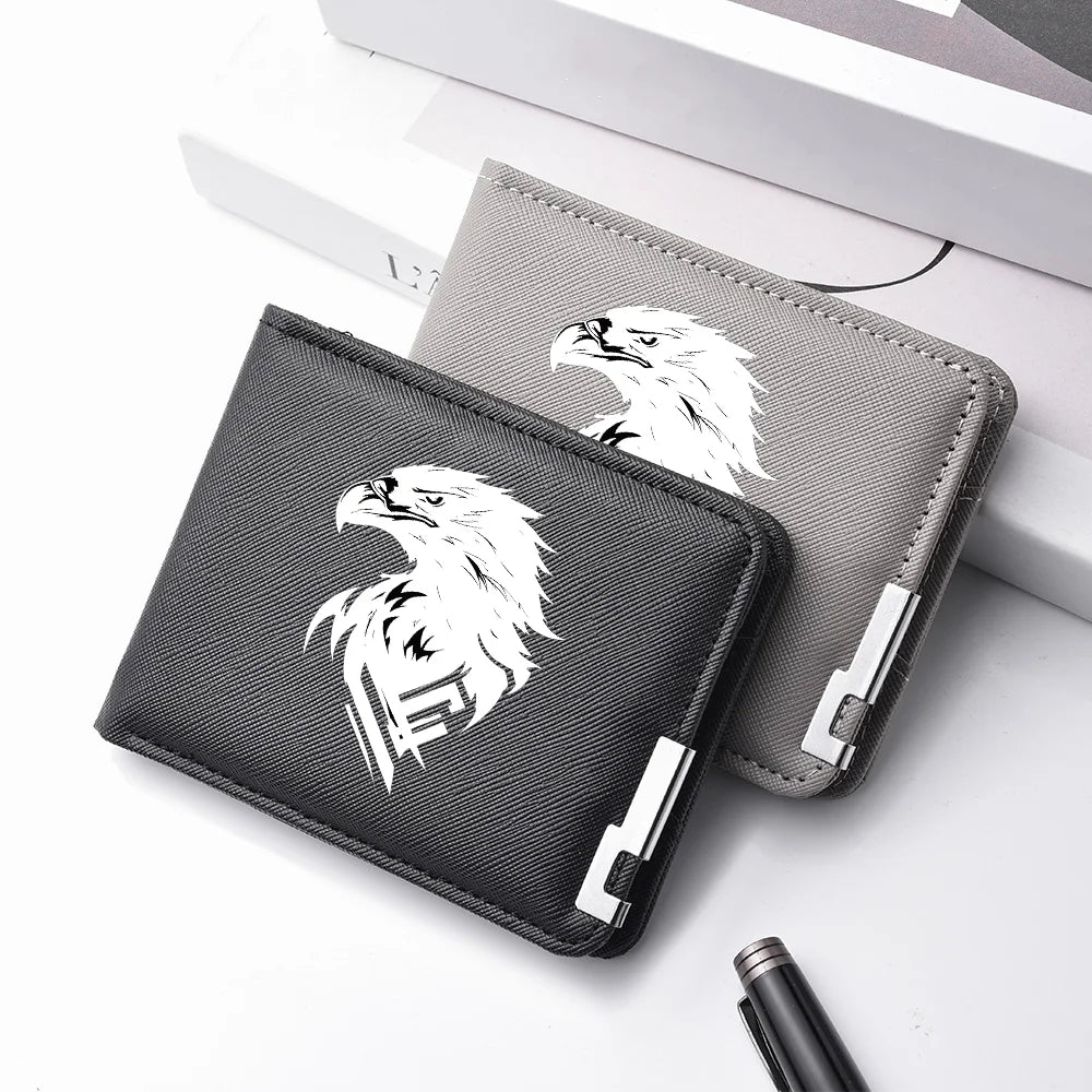 Carteira masculina de couro PU personalizada com estampa de águia carteira curta com vários slots