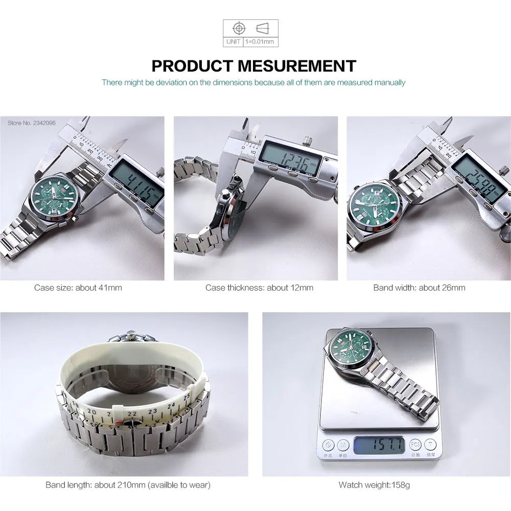 Mini foco moda masculina militar esporte relógio pulseira de aço inoxidável luminoso resistente à água relógio de pulso de quartzo com calendário1614