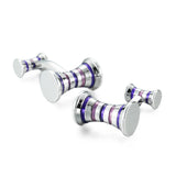 Abotoaduras de camisa francesa masculina, Material Cobre, Cilíndrico, Azul, Roxo, Martelo, Marca Fashion, Acessórios de Vestuário