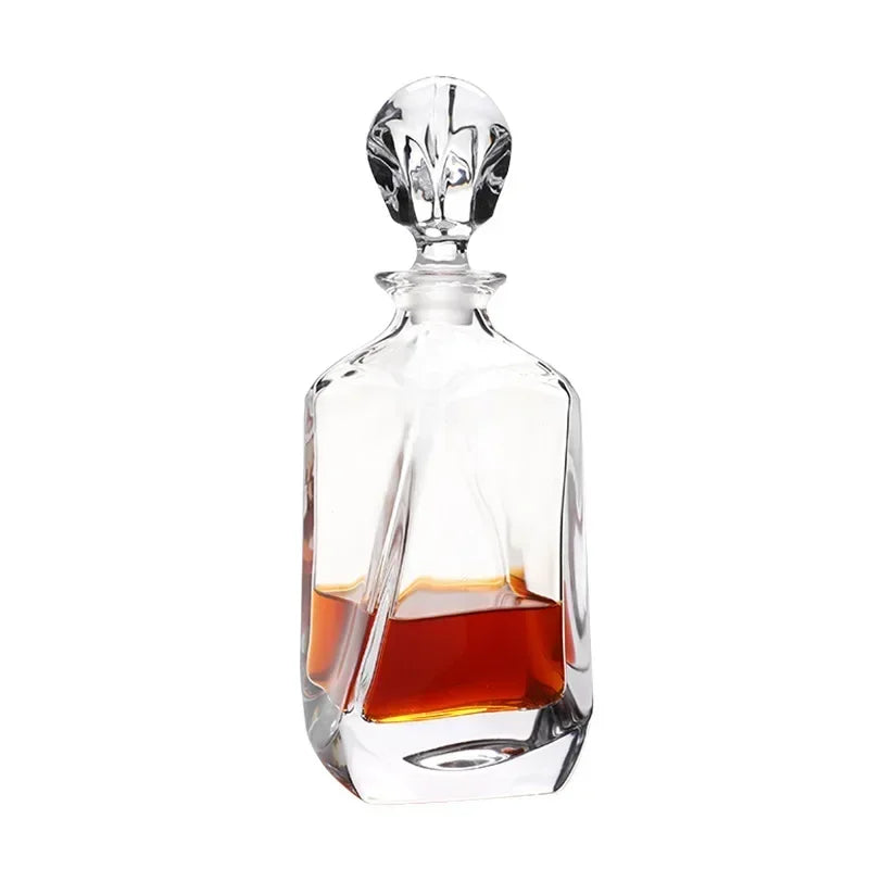 Decantador de uísque de vidro de cristal, sem chumbo, luxuoso, de alta qualidade, para licor ou scotch, vinho Bourbon