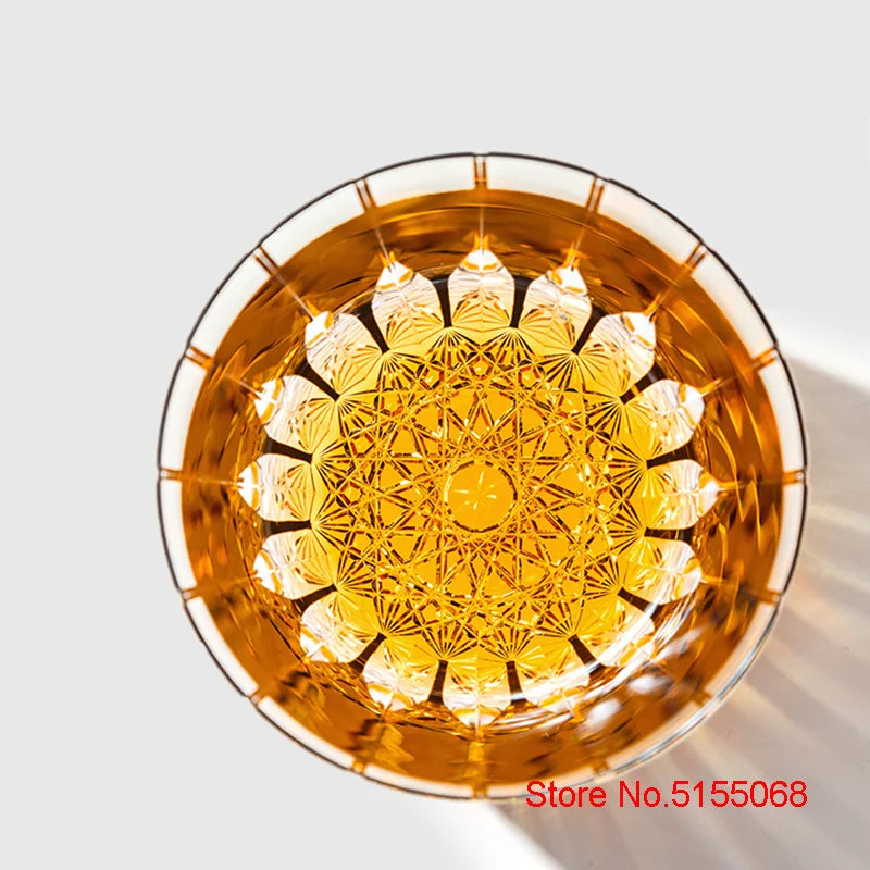 Sinta o Japão Edo Kiriko Cristal Uísque Copo, KAGAMI Design Brandy Cup, Uísque Snifter, Mão superior Esculpida Taças De Vinho, Copo De Licor