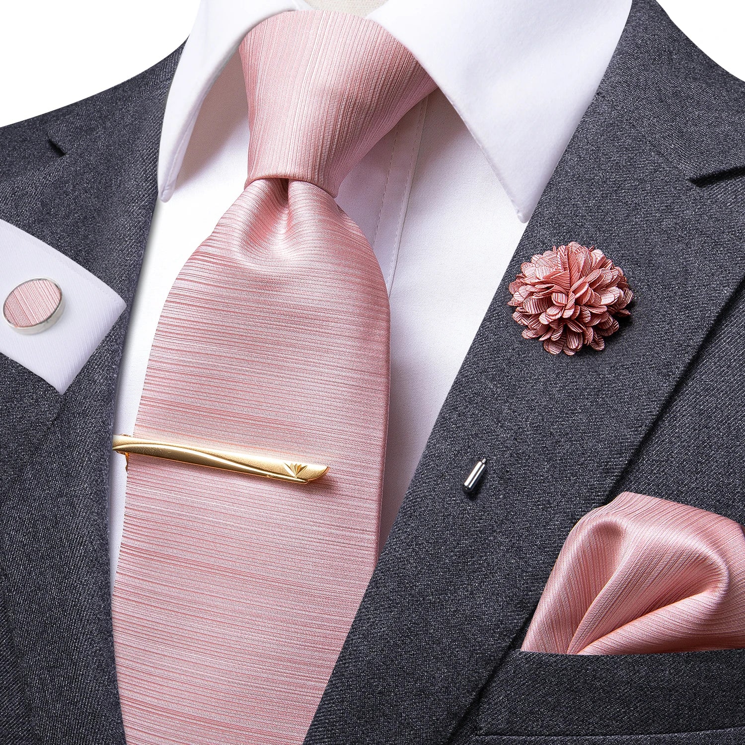 Gravata amarela marrom Paisley para homens, clipe de seda masculino, gravata de luxo, conjunto de abotoaduras, presente de casamento formal