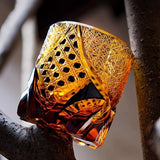 Japonês guerreiro preto armadura edo kiriko uísque rock vidro âmbar cristais copo de uísque high-end copo de vinho mão corte brandy snifter