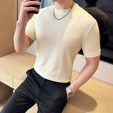 2025 moda risca de giz camisetas masculinas primavera verão o-pescoço fino ajuste casual respirável t camisa pulôver roupas masculinas 4xl-m