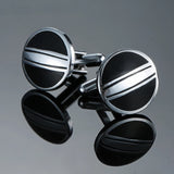 Abotoaduras de camisa francesa masculina, Abotoaduras de esmalte redondo azul e preto, estilo clássico, acessórios de moda, atacado