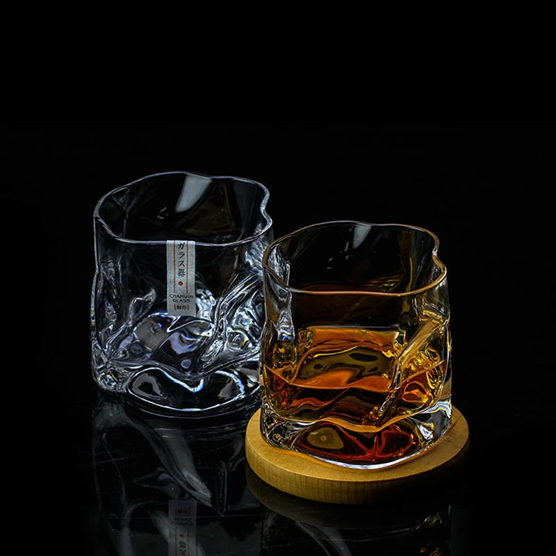 Japonês edo designer amassado papel forma irregular cristal facetado der whiskybecher uísque rocha vidro arte copo de vinho
