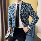 Jacquard denim coreano fino ajuste terno casacos 2025 nova alta qualidade moda masculina fino ajuste negócios formal terno social jaqueta 4xl-m