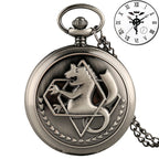 Vintage preto fullmetal alchemist relógio de bolso quartzo steampunk popular edward elric colar corrente fãs cosplay anime relógios