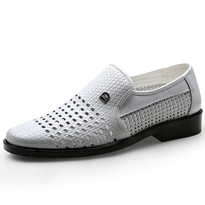 Primavera homens mocassins de couro sapatos masculinos verão oco respirável oxfords homem sapatos casuais deslizamento em sapatos de vestido formal para homem