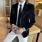 Nova alta qualidade listra de crocodilo fino ajuste jaqueta de couro clássico negócios casual fino ajuste masculino blazer smoking roupas masculinas 4xl-m