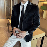 Nova alta qualidade listra de crocodilo fino ajuste jaqueta de couro clássico negócios casual fino ajuste masculino blazer smoking roupas masculinas 4xl-m