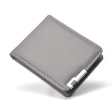 Carteira masculina portátil de couro pu carteira de cartão de crédito premium carteira curta ultrafina para porta-cartões