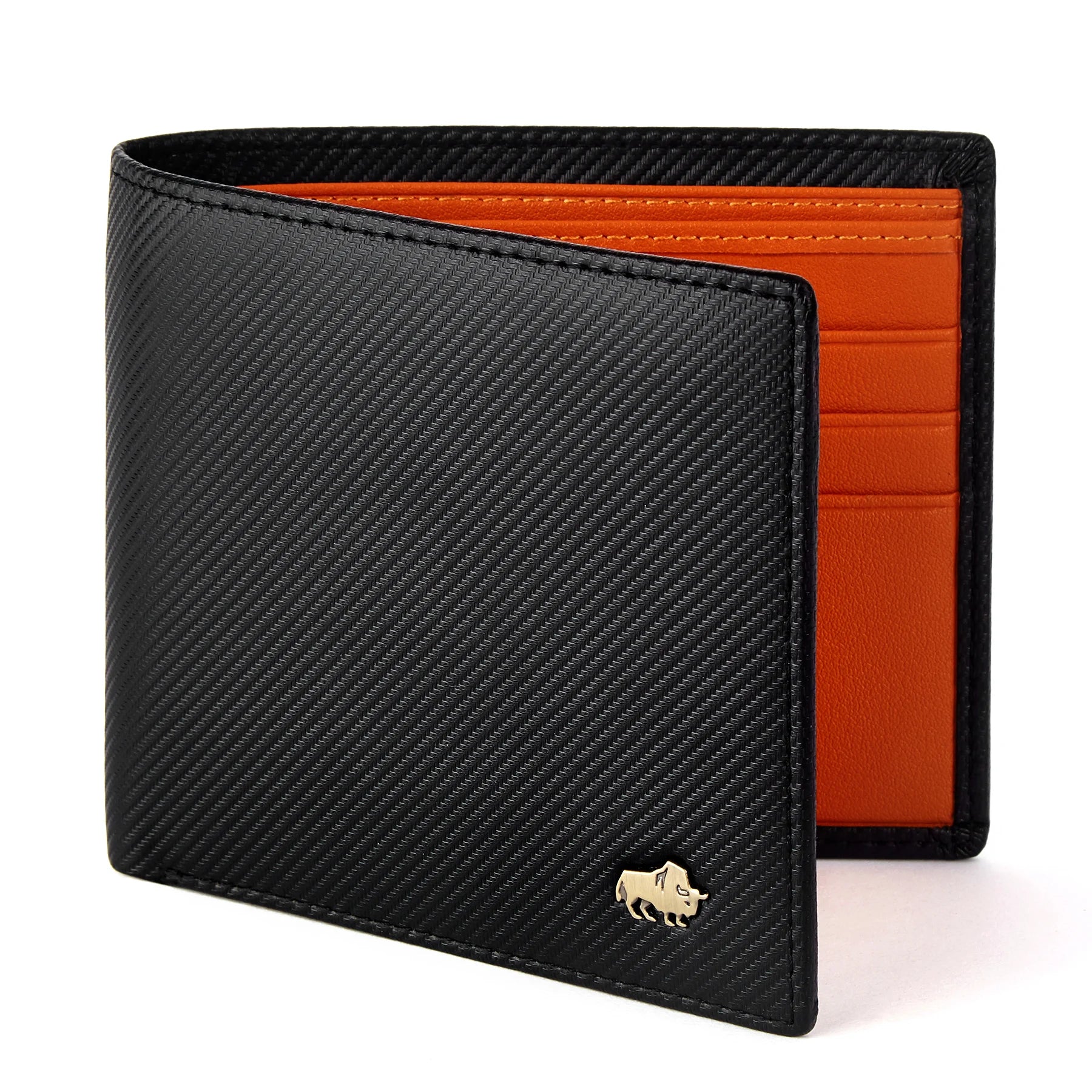 Bison denim alta qualidade de fibra carbono carteira masculina rfid bloqueio titular do cartão carteira curta melhor presente namorado marido pai bolsa