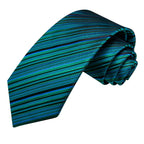 Conjunto clássico de gravata de seda masculino, gravata, listrada azul bordô, lenço elegante, abotoaduras, moda luxo, 3 peças