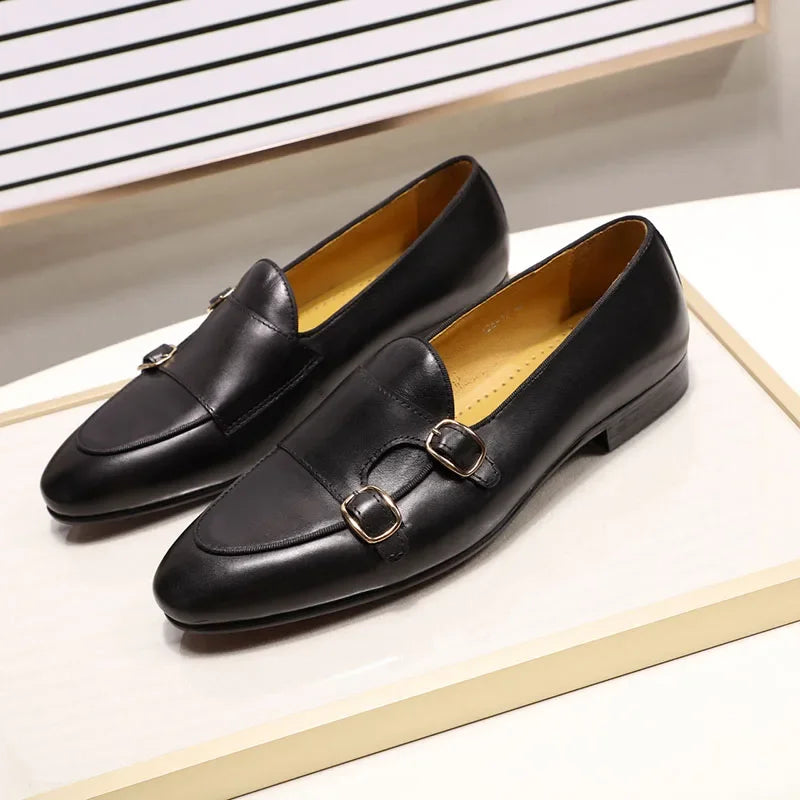 Felix chu mocassins masculinos de couro genuíno feitos à mão com alça de monge sapatos casuais para festa de casamento calçados de verão e outono
