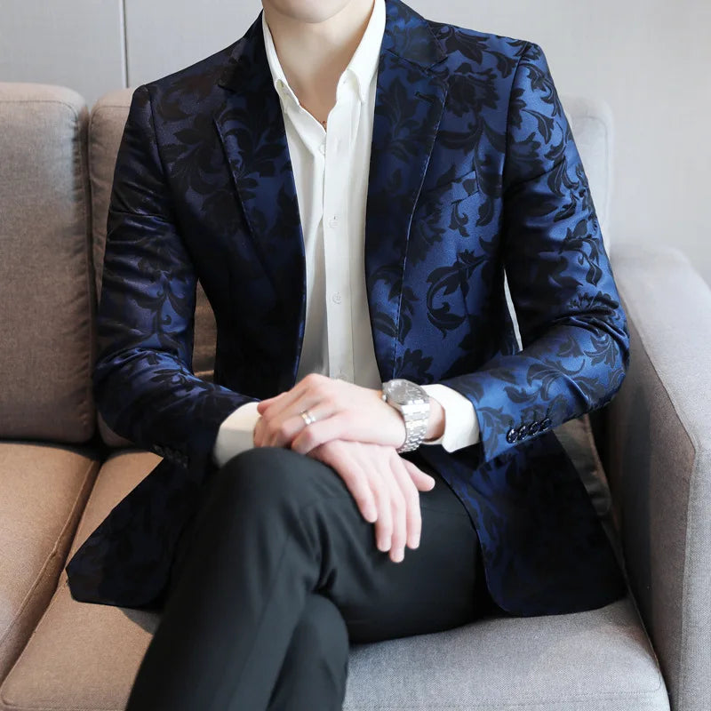 2025 primavera luxo high-end jacquard terno masculino casacos estilo britânico masculino fino ajuste casual noivo vestido de casamento festa terno blazers