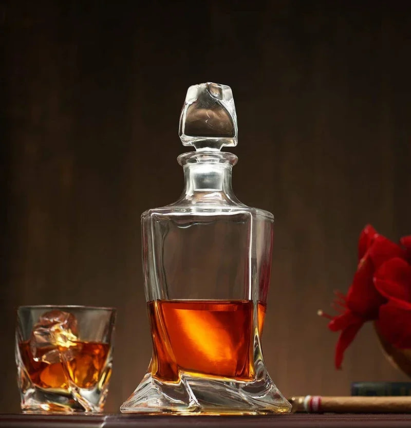 Hellodream-Luxury Crystal Glass Whisky Decanter, Sem Chumbo, Licor para Álcool, Bourbon, Scotch 27.05 oz