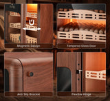 Umidificador de charutos XIFEI, armário de umidificador de charutos de até 150 charutos, umidificador de mesa com iluminação LED com prateleiras de madeira de cedro espanhol, higrômetro