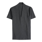 Camiseta masculina com decote em v 2025 verão moda sólida manga curta t camisa masculina fino ajuste casual versátil camisetas topo roupas masculinas