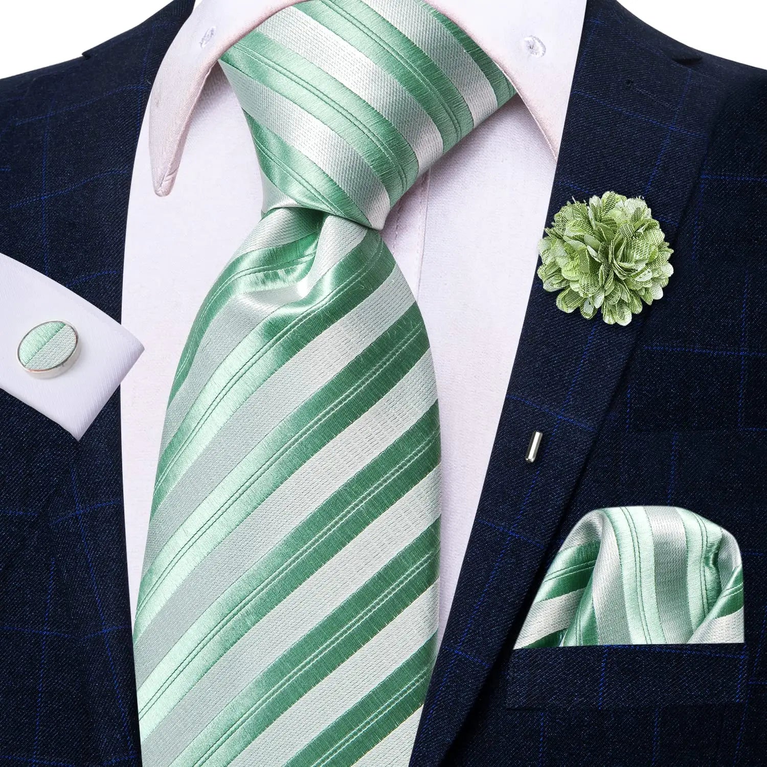 Gravata elegante de seda listrada para homens, gravata de casamento para negócios, moda designer de gravata, abotoadura manual, roxa e branca, gravata
