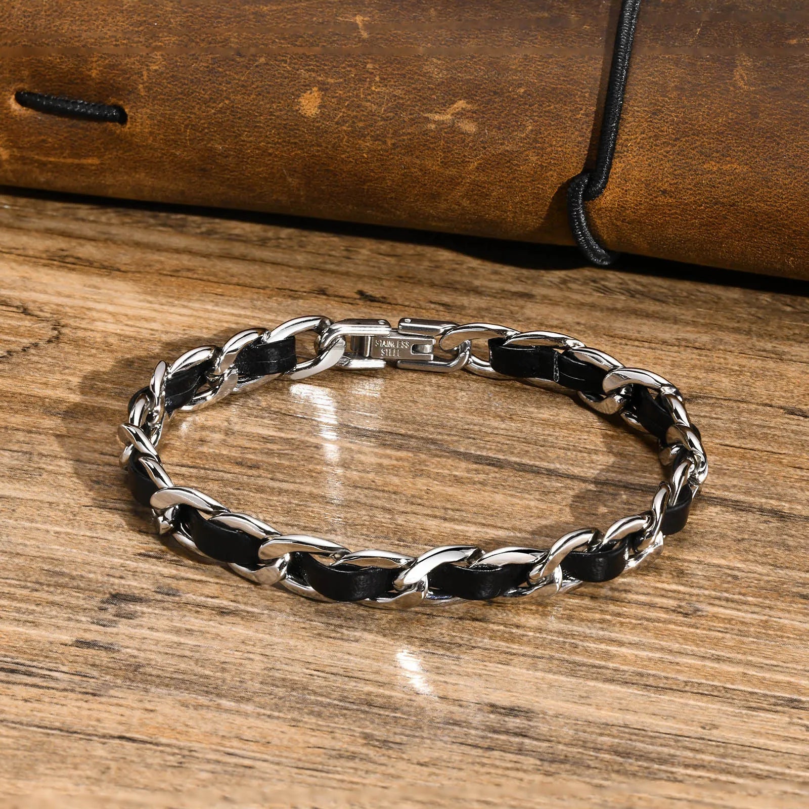Vnox masculino pulseiras de corrente preta para mulheres, elegante 7.5mm aço inoxidável cubana link corrente pulseira presente jóias