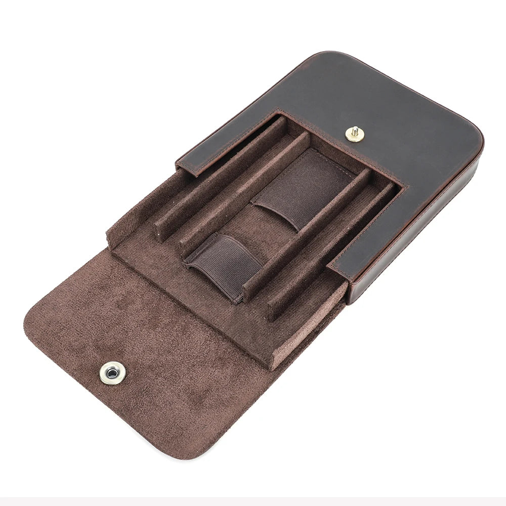 Genuine Crazy Horse Leather Travel Cigar Case, Humidor Box, Armazenamento para 4 Charutos, Acessórios para fumar