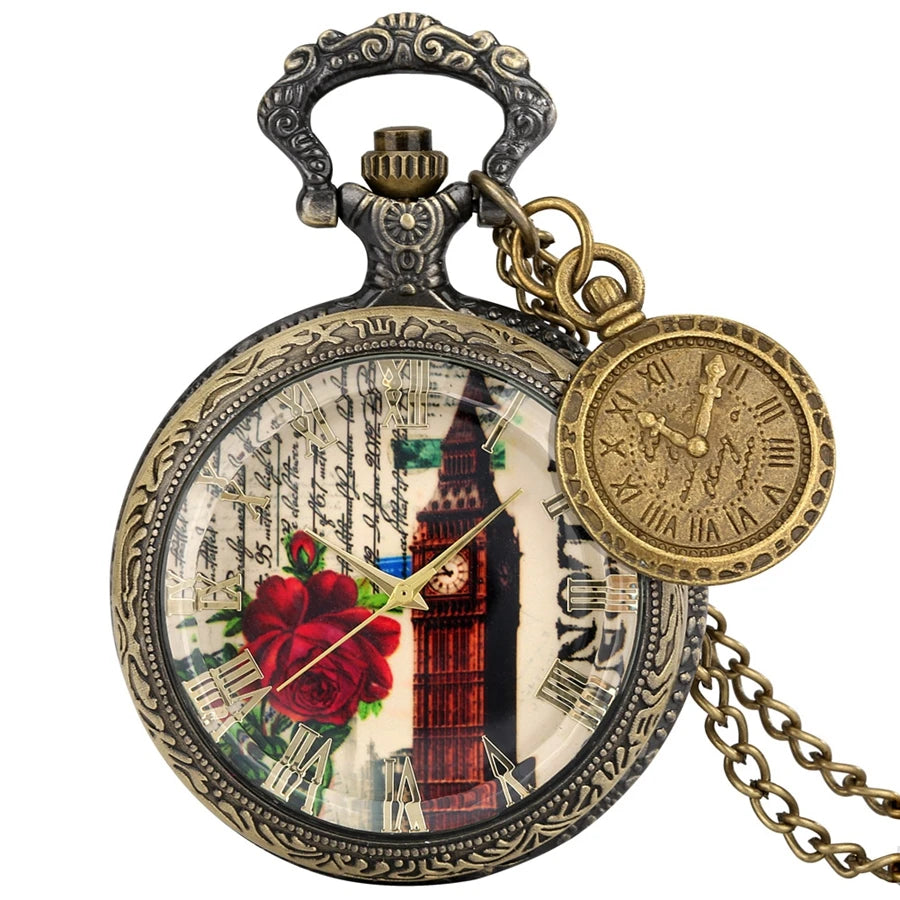Vintage antigo cobre steampunk bronze oco engrenagem relógio de bolso de quartzo colar pingente corrente relógio masculino feminino com acessório