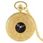Preto numerais romanos relógio de bolso de quartzo masculino feminino preto oco caso steampunk vintage pingente colar melhores presentes para homens