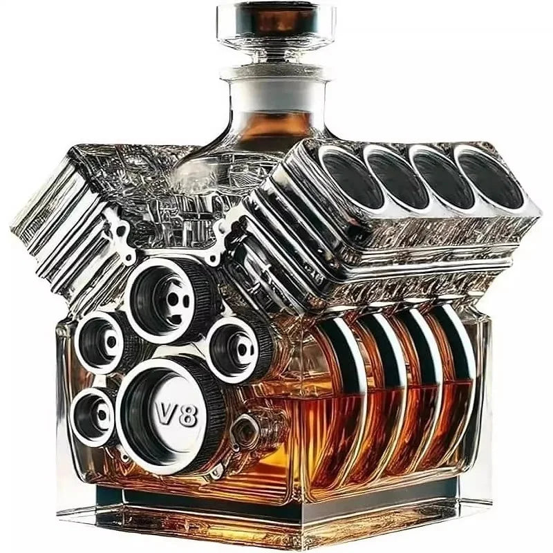 Decantador de uísque v8 motores forma decantador de álcool garrafa decoração de vinho acessórios de barra para tequila bourbon